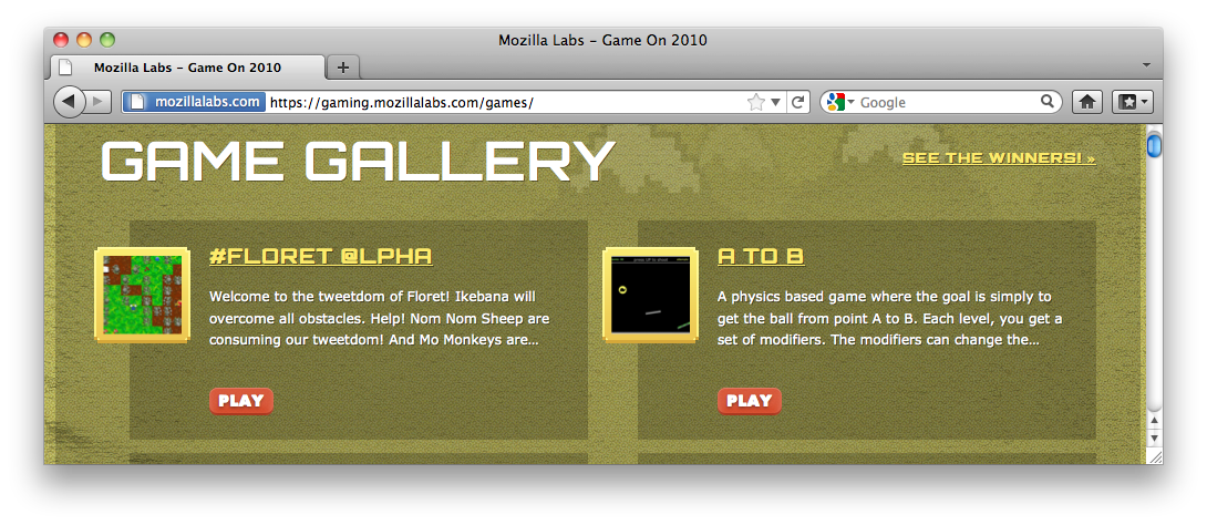 Mozilla Labs Gaming